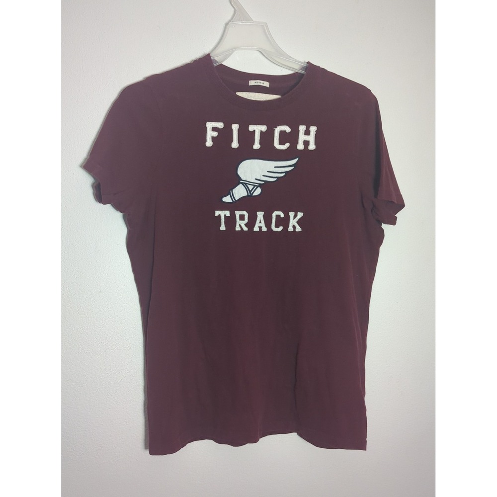 Abercrombie & Fitch Mens Muscle Fit T-Shirt XL Maroon Fitch Track Winged Foot